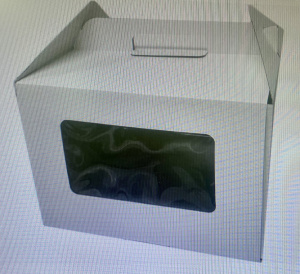Короб картонный для Торта белый 2 окна с РУЧКОЙ Handle Box 200*200*200мм /25шт/3-части
